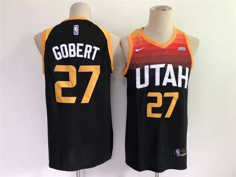 Cheap Men Utah Jazz 27 Gobert Black Game Nike 2021 NBA Jersey